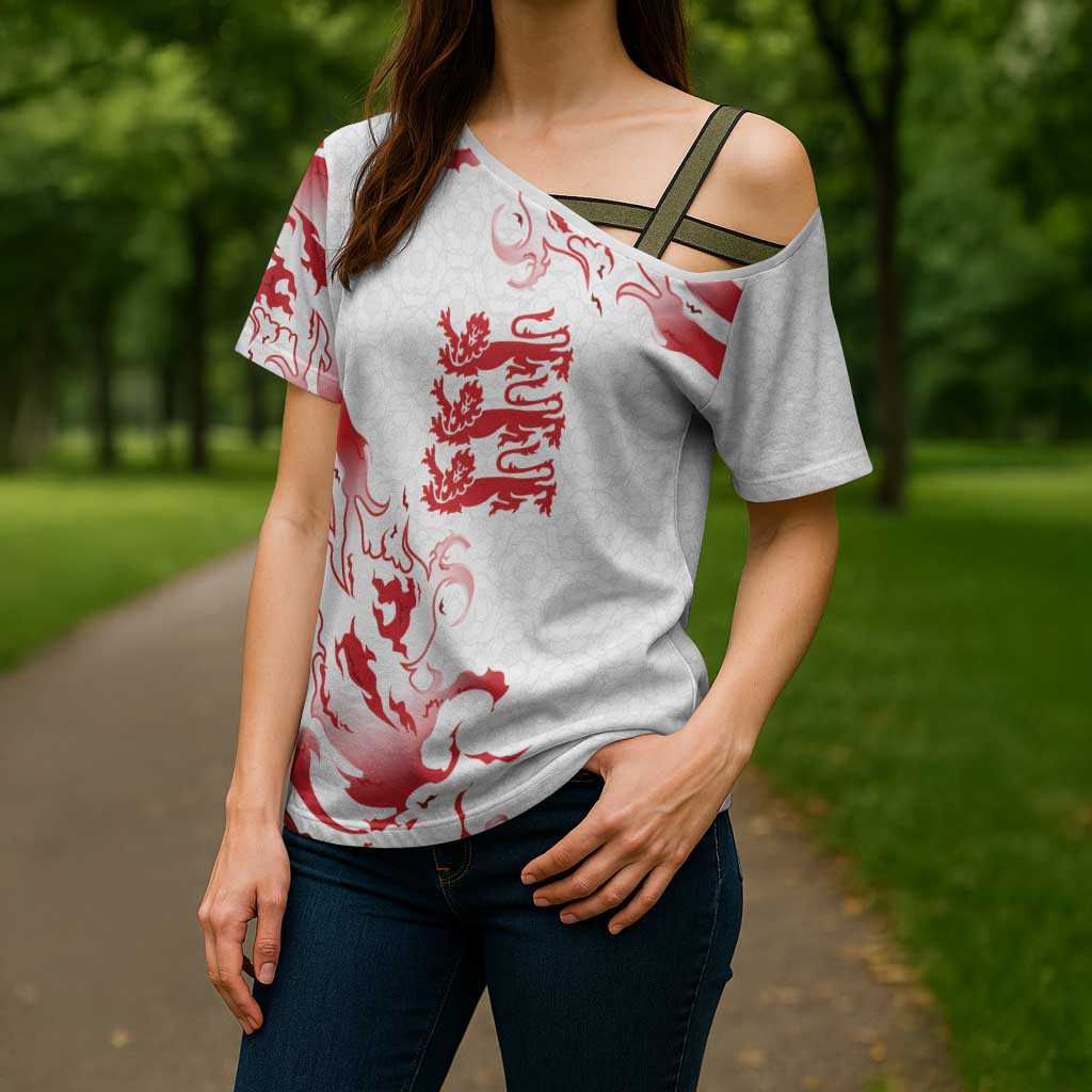 Custom England Rugby Pride Cross Shoulder Shirt Tudor Rose Flame Fire Style
