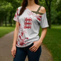 Custom England Rugby Pride Cross Shoulder Shirt Tudor Rose Flame Fire Style