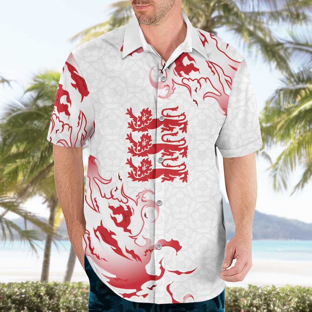 Custom England Rugby Pride Hawaiian Shirt Tudor Rose Flame Fire Style