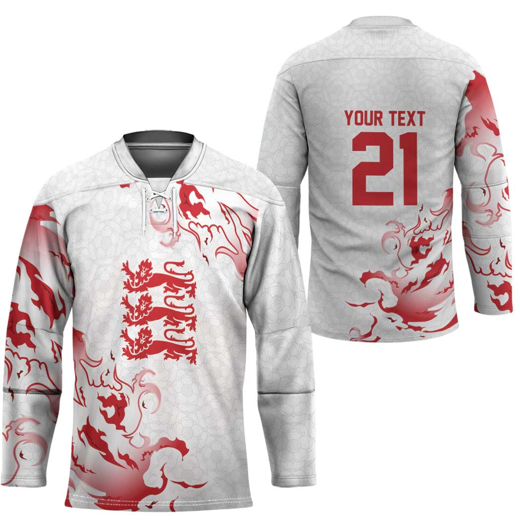 Custom England Rugby Pride Hockey Jersey Tudor Rose Flame Fire Style