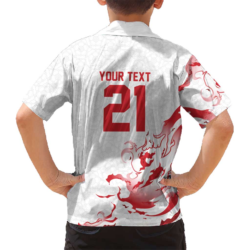 Custom England Rugby Pride Kid Hawaiian Shirt Tudor Rose Flame Fire Style