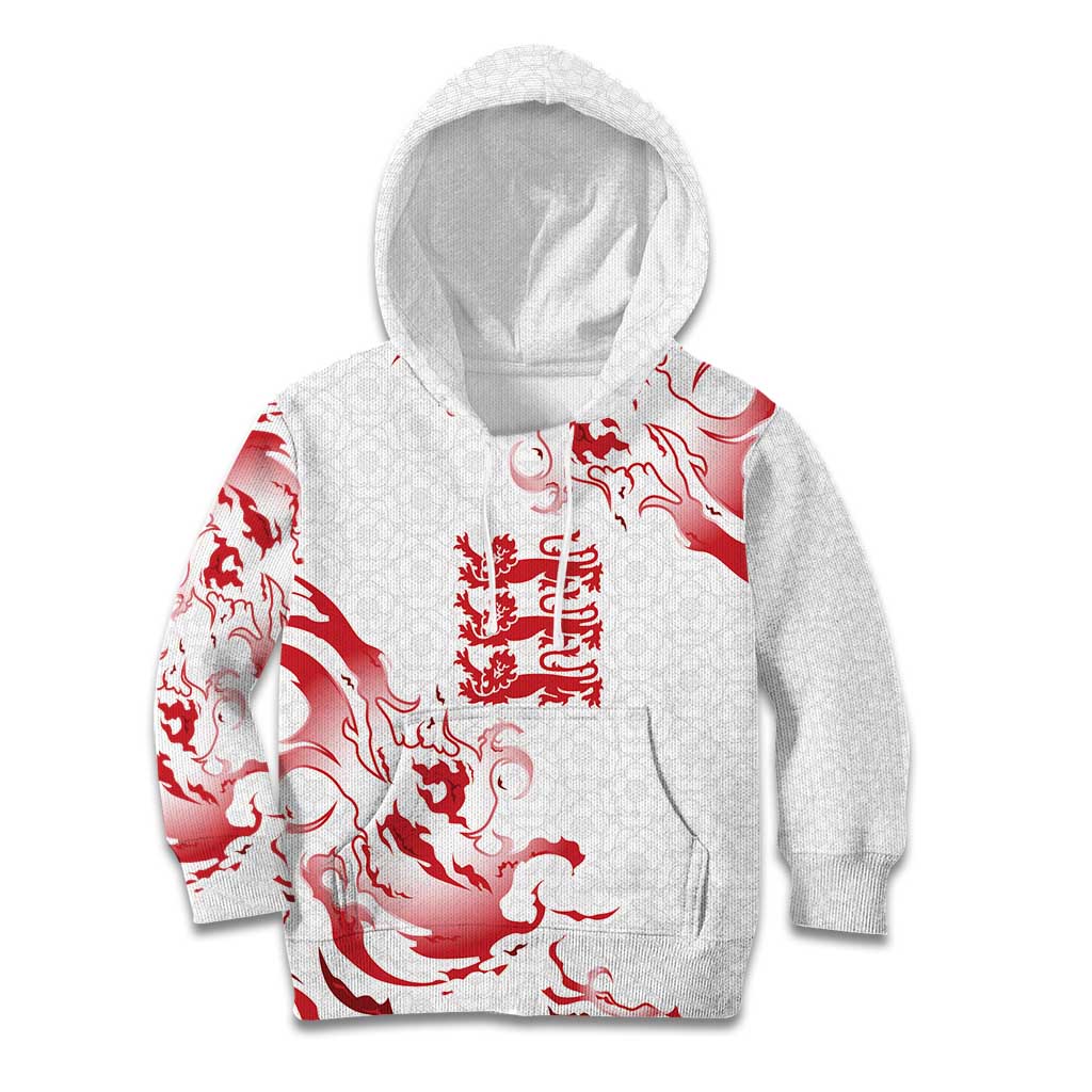 Custom England Rugby Pride Kid Hoodie Tudor Rose Flame Fire Style