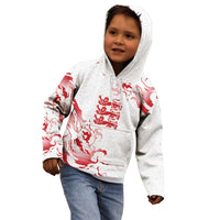 Custom England Rugby Pride Kid Hoodie Tudor Rose Flame Fire Style