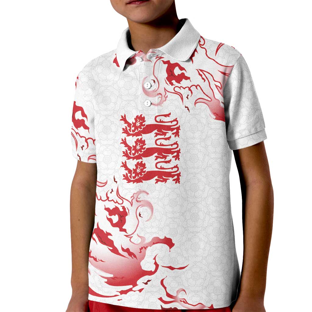 Custom England Rugby Pride Kid Polo Shirt Tudor Rose Flame Fire Style