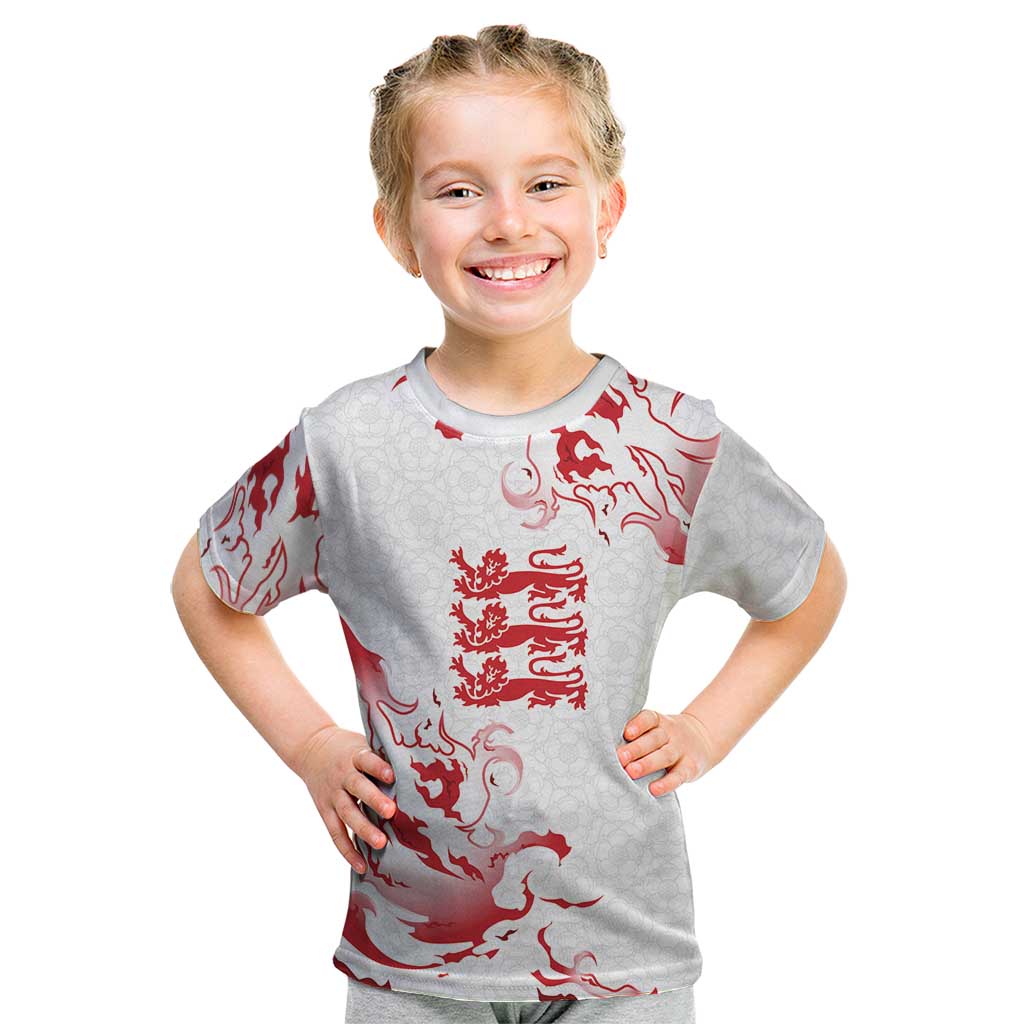 Custom England Rugby Pride Kid T Shirt Tudor Rose Flame Fire Style