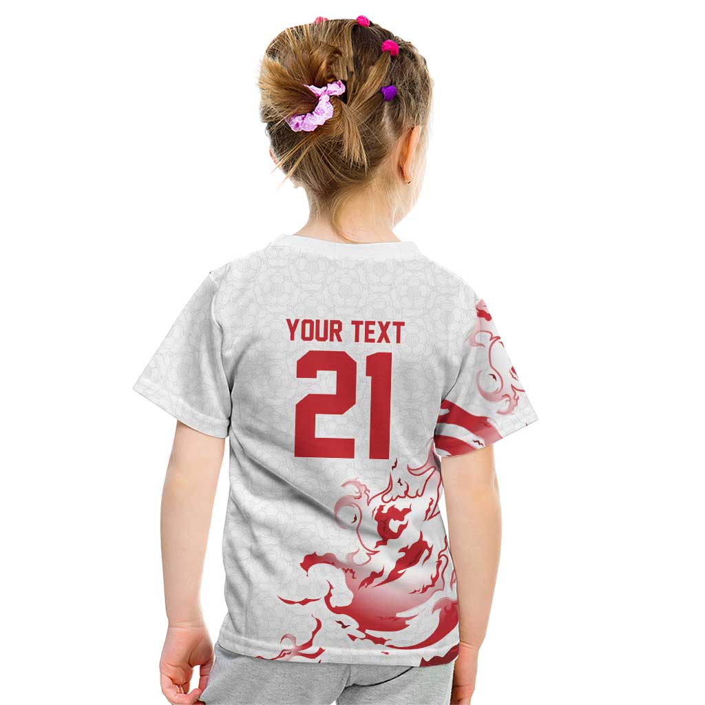 Custom England Rugby Pride Kid T Shirt Tudor Rose Flame Fire Style