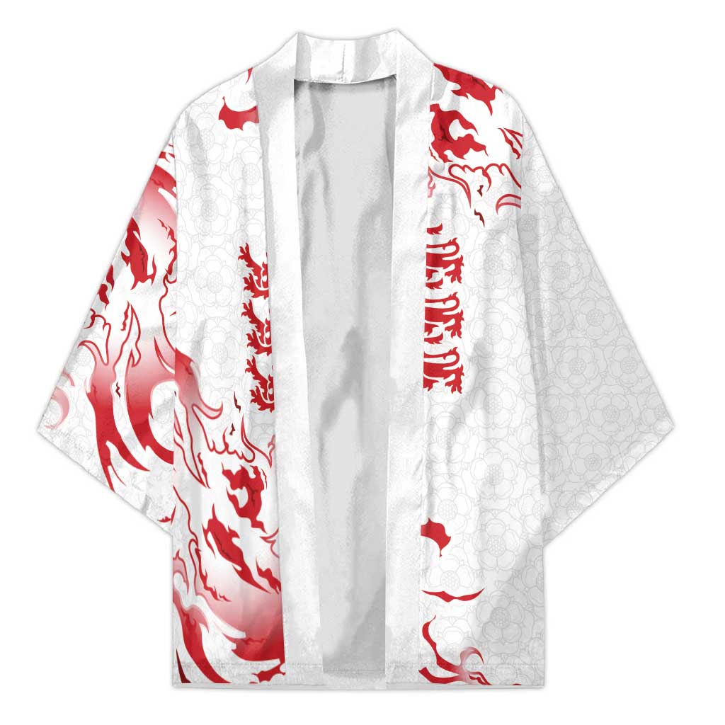 Custom England Rugby Pride Kimono Tudor Rose Flame Fire Style