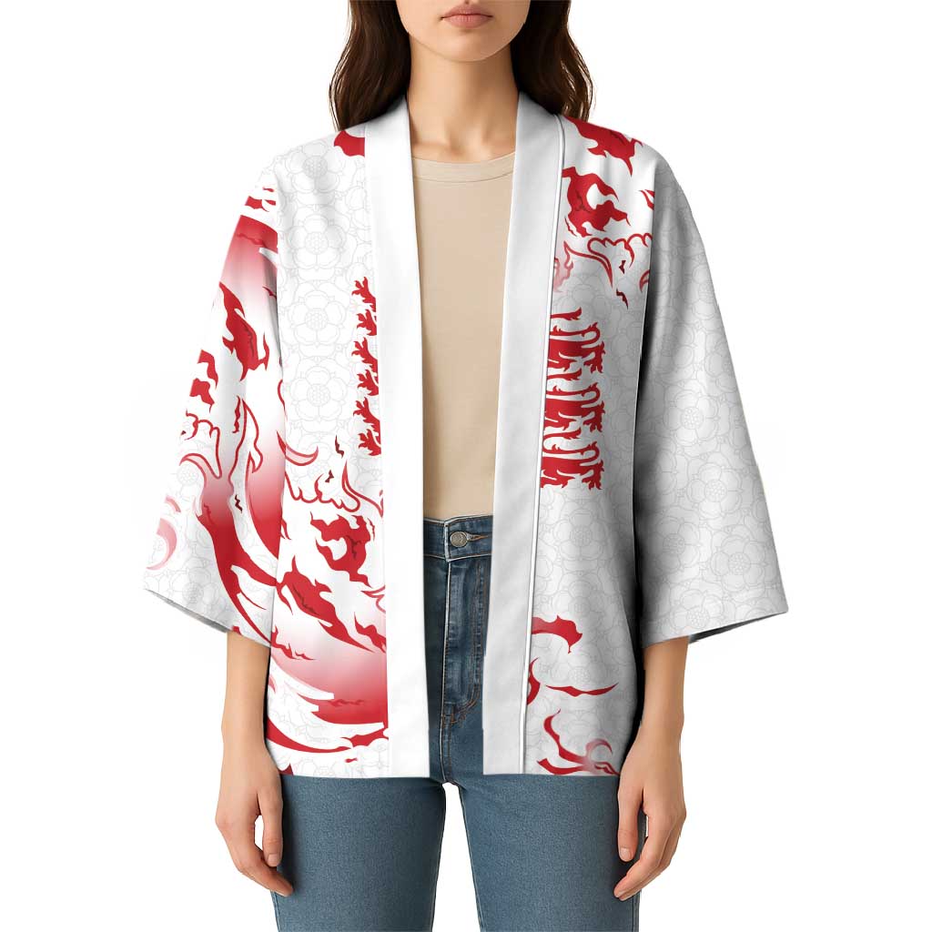 Custom England Rugby Pride Kimono Tudor Rose Flame Fire Style