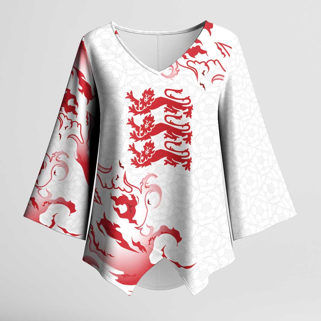 Custom England Rugby Pride Kimono Sleeve Blouse Tudor Rose Flame Fire Style