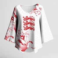 Custom England Rugby Pride Kimono Sleeve Blouse Tudor Rose Flame Fire Style