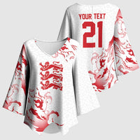 Custom England Rugby Pride Kimono Sleeve Blouse Tudor Rose Flame Fire Style
