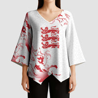 Custom England Rugby Pride Kimono Sleeve Blouse Tudor Rose Flame Fire Style