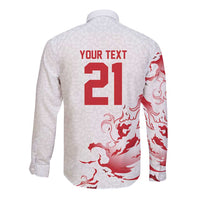 Custom England Rugby Pride Long Sleeve Button Shirt Tudor Rose Flame Fire Style
