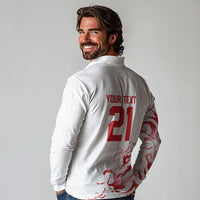 Custom England Rugby Pride Long Sleeve Polo Shirt Tudor Rose Flame Fire Style