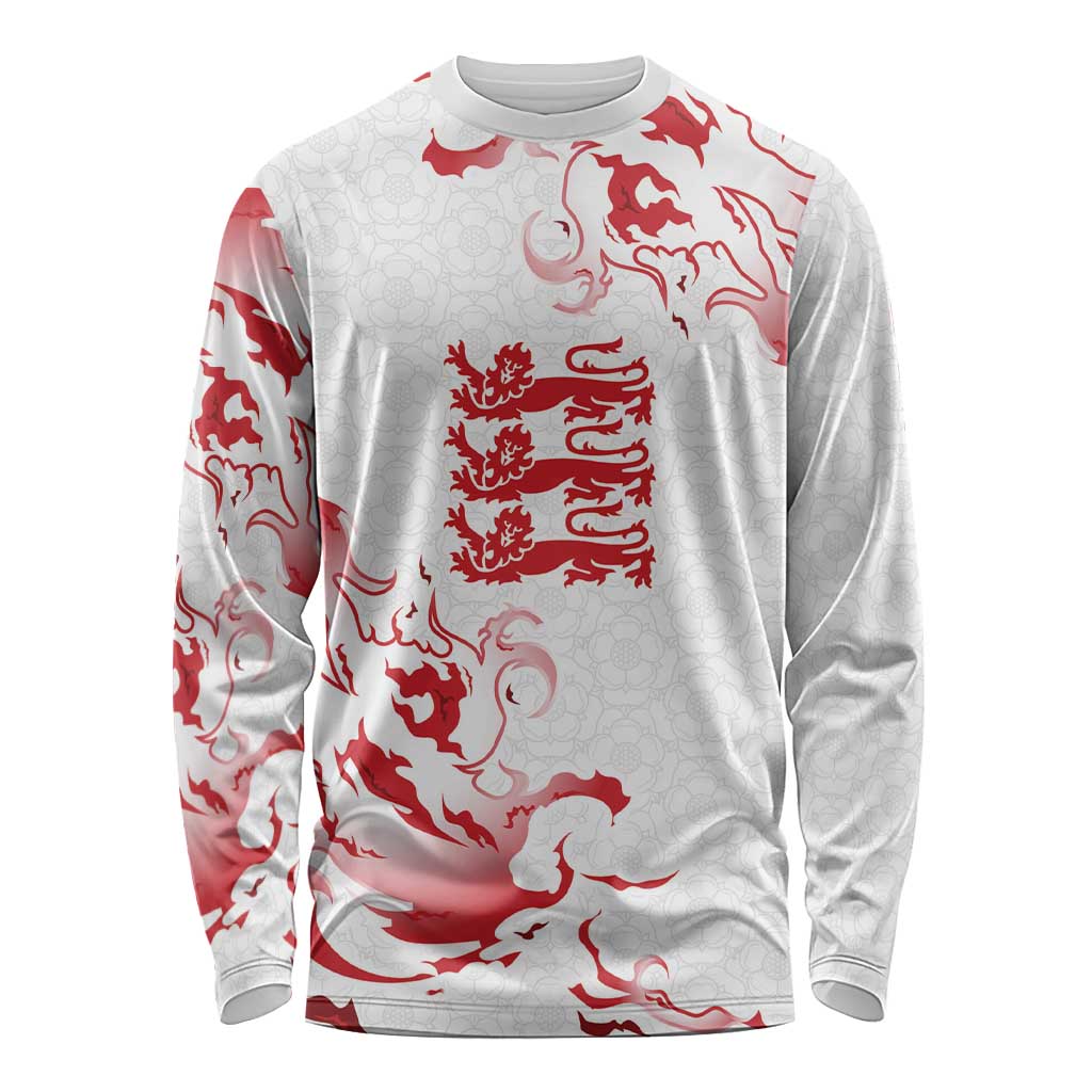 Custom England Rugby Pride Long Sleeve Shirt Tudor Rose Flame Fire Style