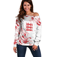Custom England Rugby Pride Off Shoulder Sweater Tudor Rose Flame Fire Style