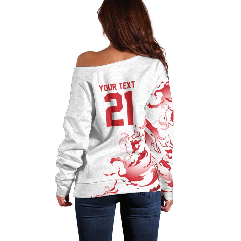 Custom England Rugby Pride Off Shoulder Sweater Tudor Rose Flame Fire Style
