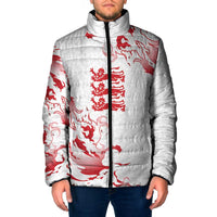 Custom England Rugby Pride Padded Jacket Tudor Rose Flame Fire Style