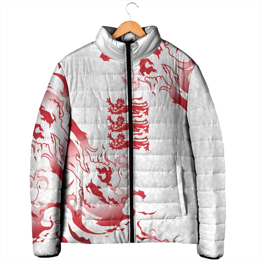Custom England Rugby Pride Padded Jacket Tudor Rose Flame Fire Style
