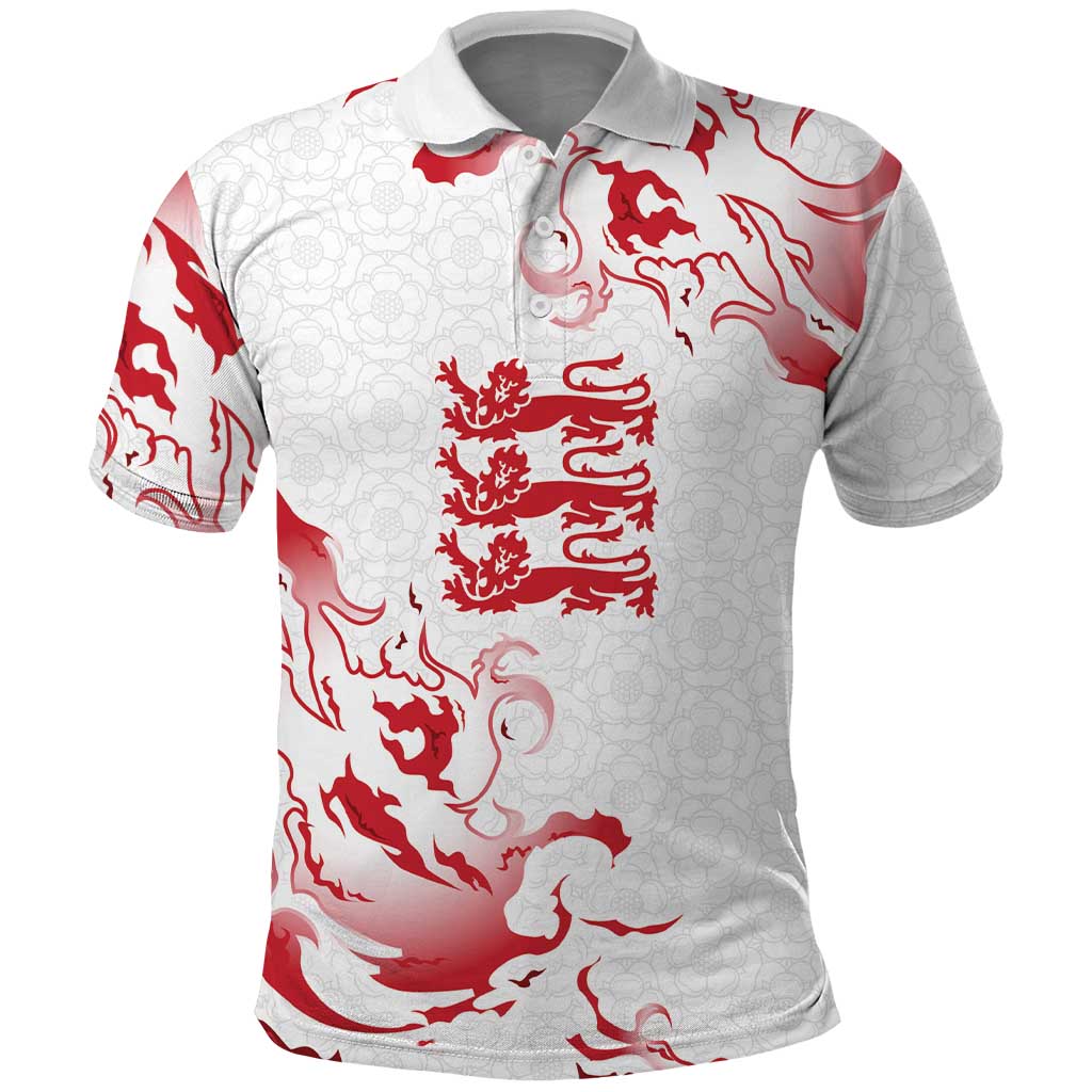 Custom England Rugby Pride Polo Shirt Tudor Rose Flame Fire Style