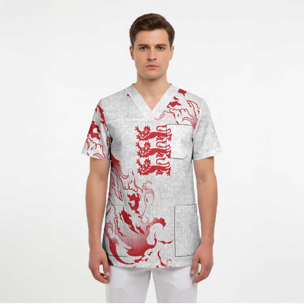 Custom England Rugby Pride Scrub Top Tudor Rose Flame Fire Style