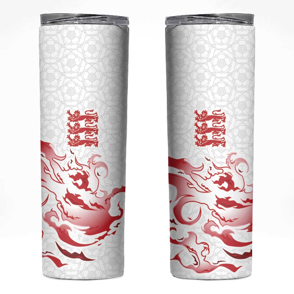 Custom England Rugby Pride Skinny Tumbler Tudor Rose Flame Fire Style