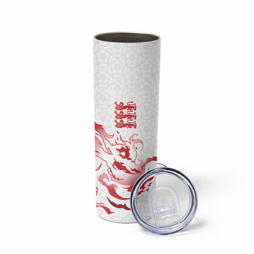 Custom England Rugby Pride Skinny Tumbler Tudor Rose Flame Fire Style