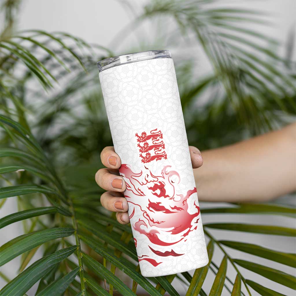 Custom England Rugby Pride Skinny Tumbler Tudor Rose Flame Fire Style