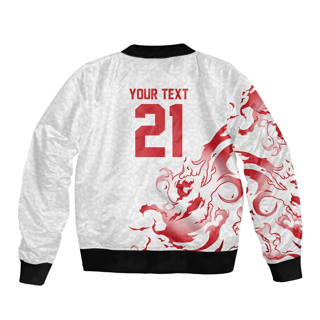 Custom England Rugby Pride Sleeve Zip Bomber Jacket Tudor Rose Flame Fire Style