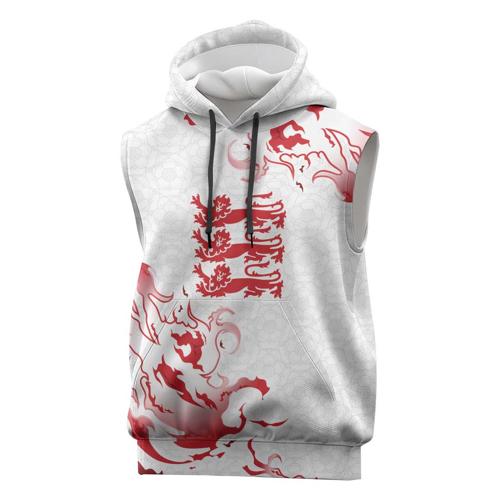 Custom England Rugby Pride Sleeveless Hoodie Tudor Rose Flame Fire Style