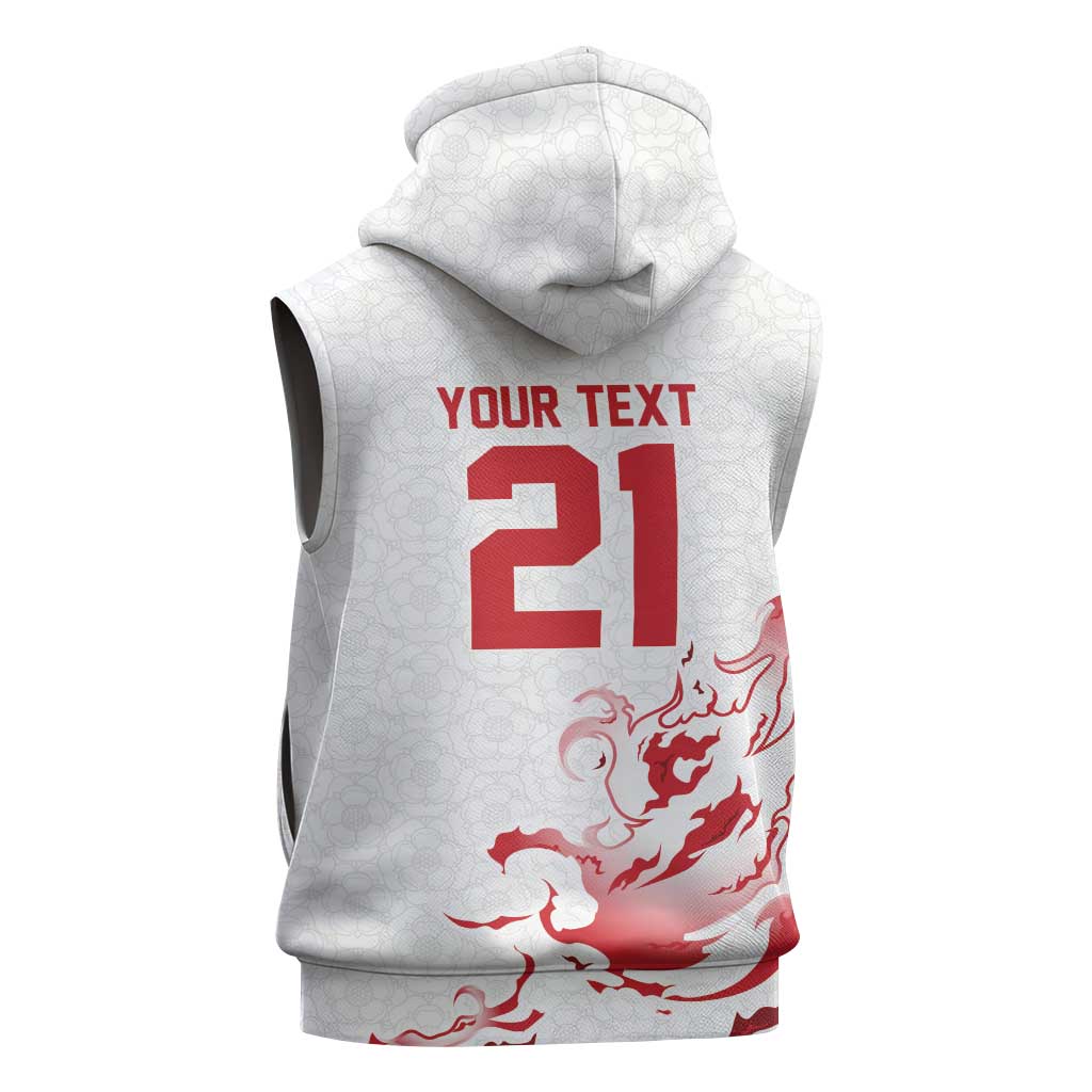 Custom England Rugby Pride Sleeveless Hoodie Tudor Rose Flame Fire Style