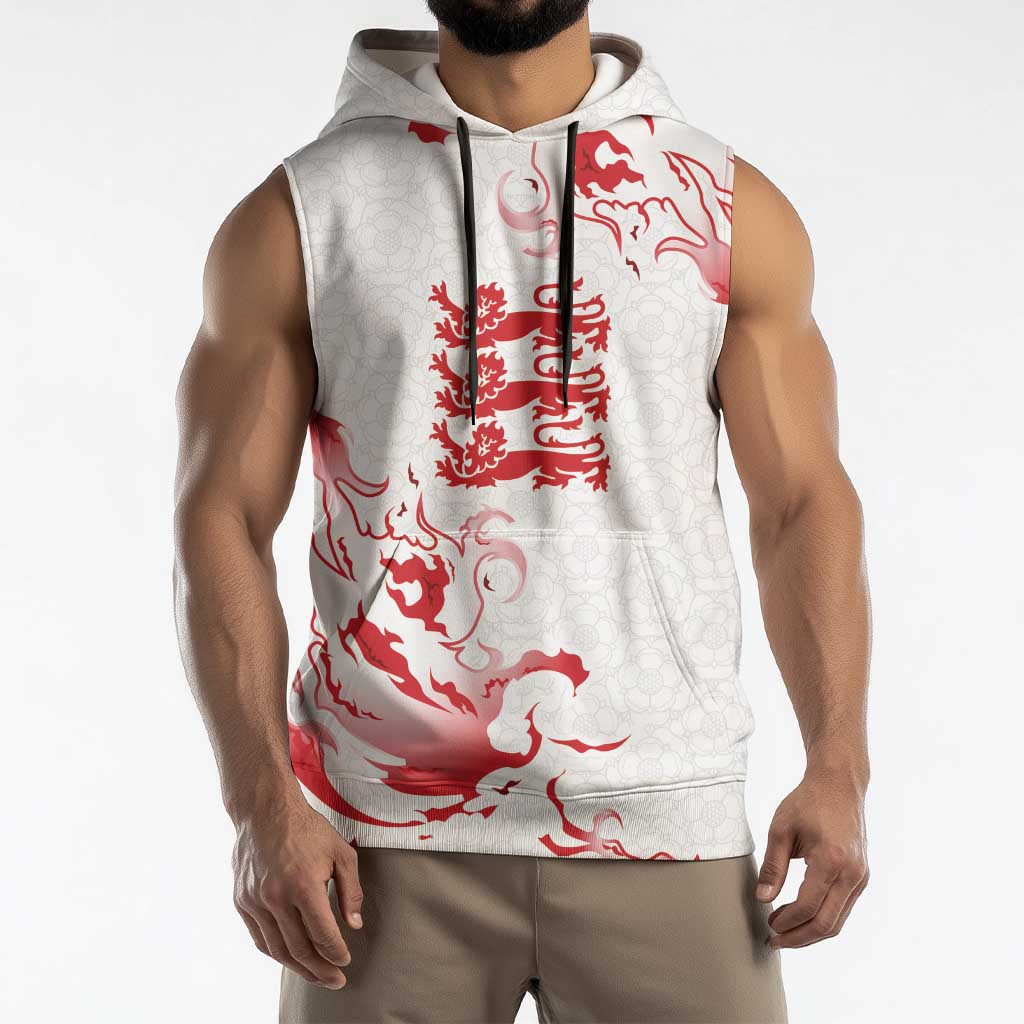 Custom England Rugby Pride Sleeveless Hoodie Tudor Rose Flame Fire Style