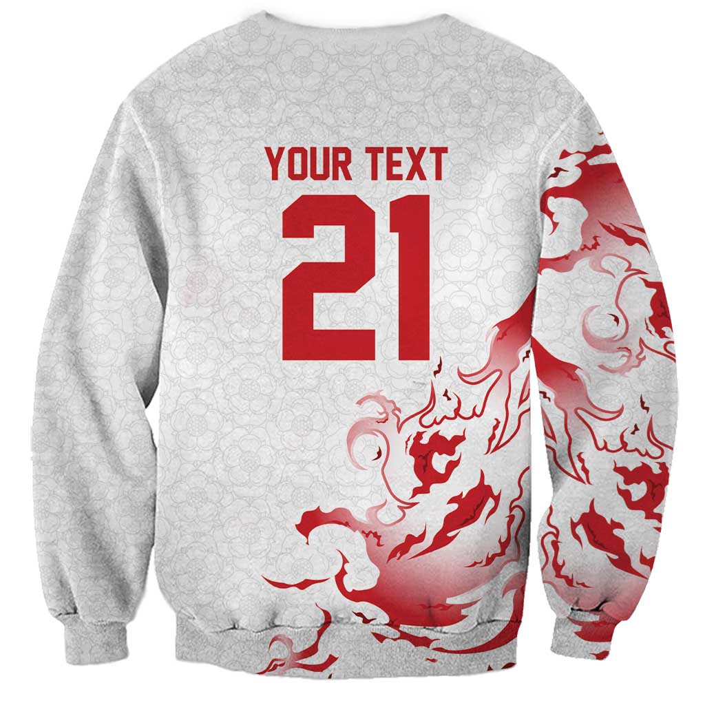 Custom England Rugby Pride Sweatshirt Tudor Rose Flame Fire Style