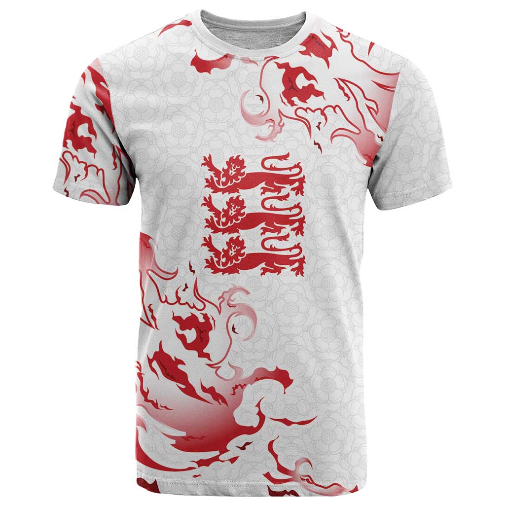 Custom England Rugby Pride T Shirt Tudor Rose Flame Fire Style