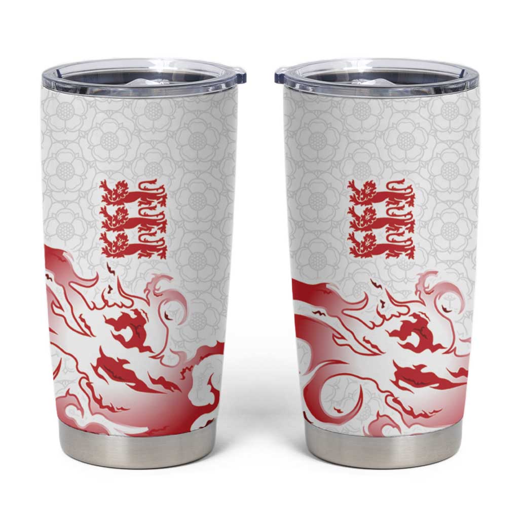 Custom England Rugby Pride Tumbler Cup Tudor Rose Flame Fire Style