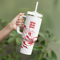 Custom England Rugby Pride Tumbler With Handle Tudor Rose Flame Fire Style