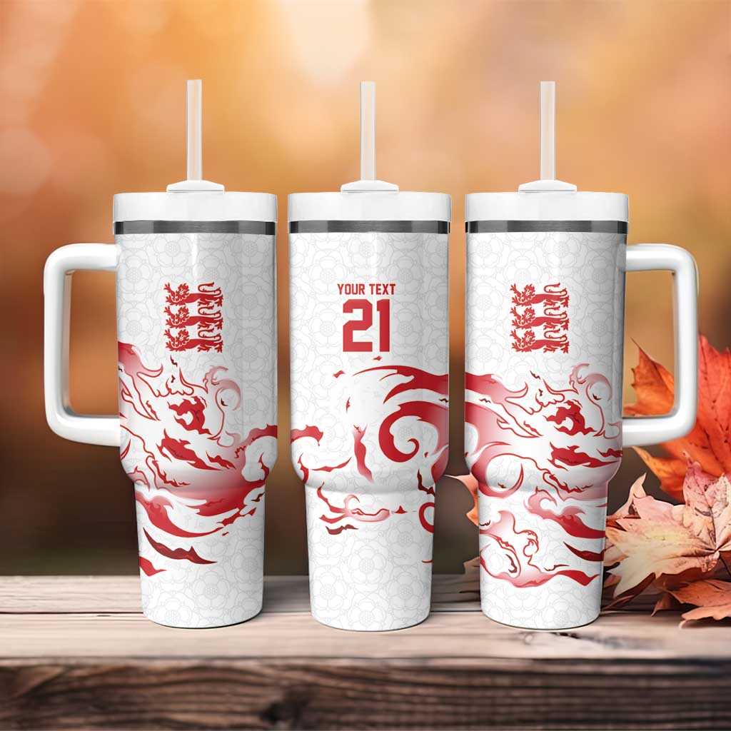 Custom England Rugby Pride Tumbler With Handle Tudor Rose Flame Fire Style