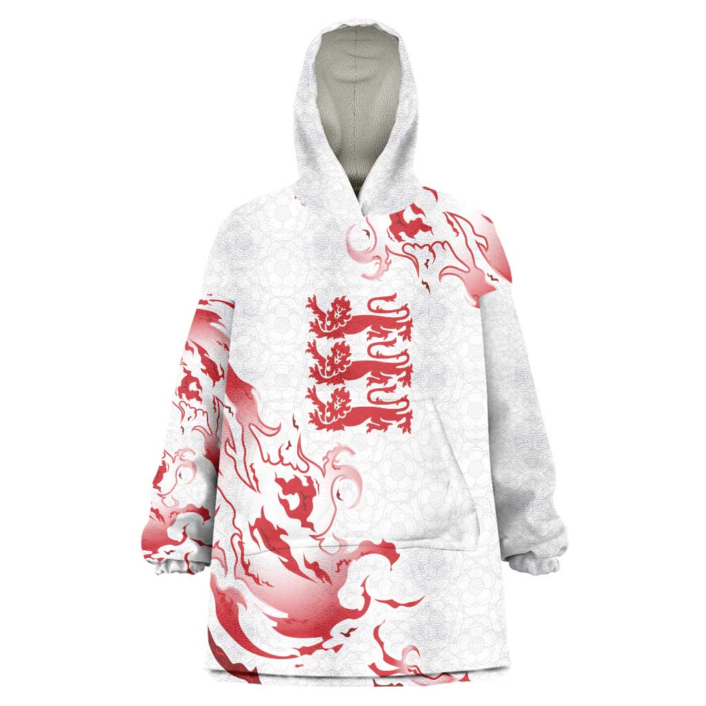 Custom England Rugby Pride Wearable Blanket Hoodie Tudor Rose Flame Fire Style