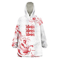 Custom England Rugby Pride Wearable Blanket Hoodie Tudor Rose Flame Fire Style