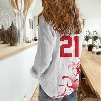 Custom England Rugby Pride Women Casual Shirt Tudor Rose Flame Fire Style