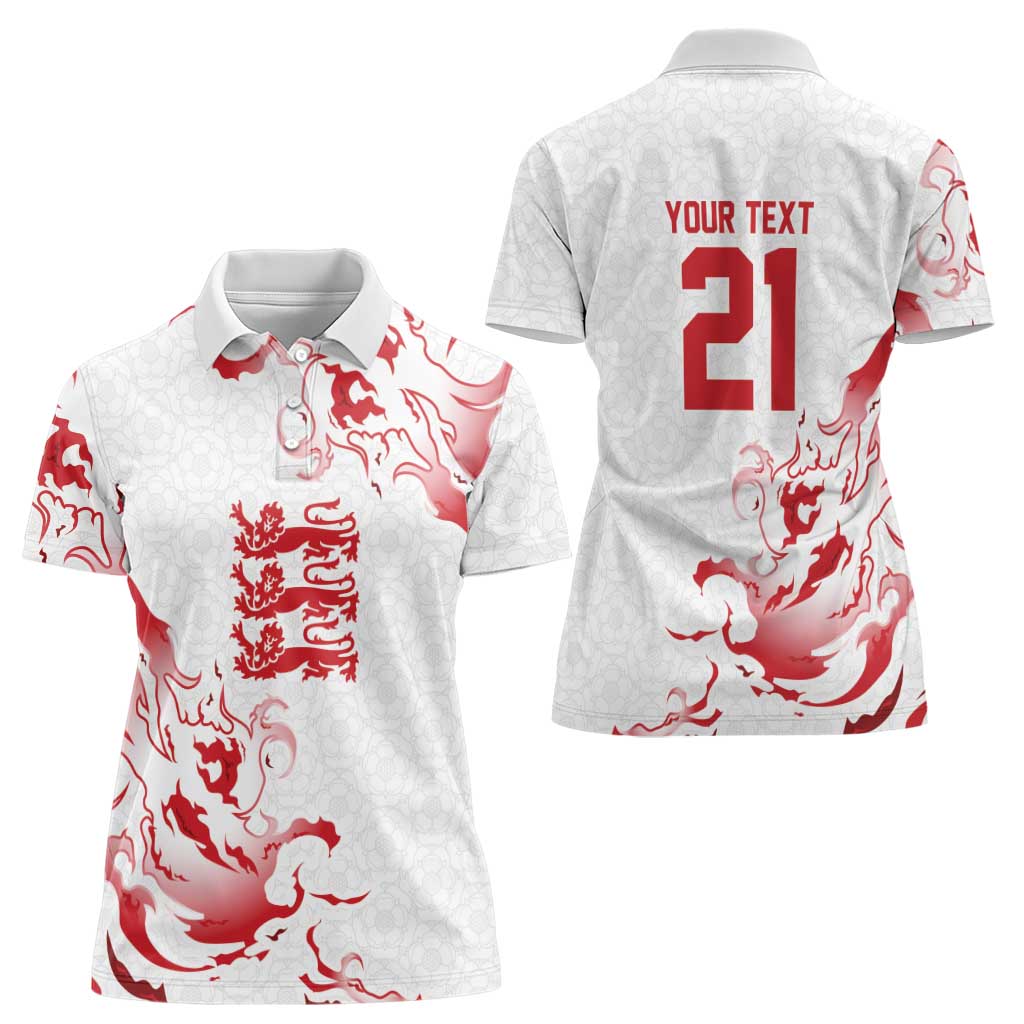 Custom England Rugby Pride Women Polo Shirt Tudor Rose Flame Fire Style