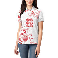 Custom England Rugby Pride Women Polo Shirt Tudor Rose Flame Fire Style