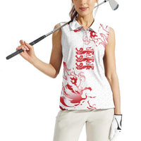 Custom England Rugby Pride Women Sleeveless Polo Shirt Tudor Rose Flame Fire Style