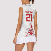 Custom England Rugby Pride Women Sleeveless Polo Shirt Tudor Rose Flame Fire Style