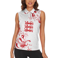 Custom England Rugby Pride Women Sleeveless Polo Shirt Tudor Rose Flame Fire Style