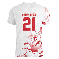 Custom England Rugby Pride Women V-Neck T-Shirt Tudor Rose Flame Fire Style