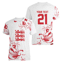 Custom England Rugby Pride Women V-Neck T-Shirt Tudor Rose Flame Fire Style