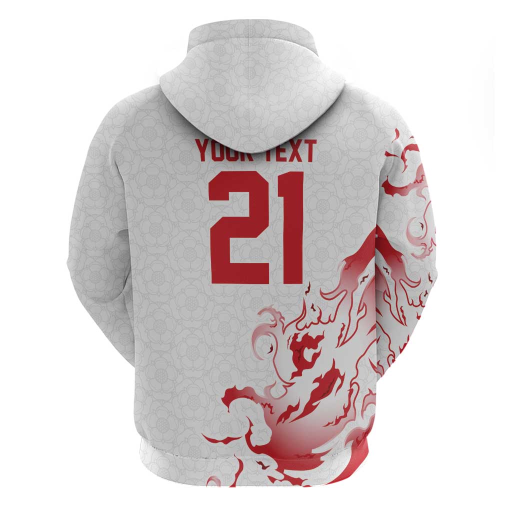 Custom England Rugby Pride Zip Hoodie Tudor Rose Flame Fire Style