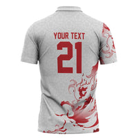 Custom England Rugby Pride Zipper Polo Shirt Tudor Rose Flame Fire Style