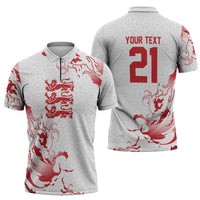 Custom England Rugby Pride Zipper Polo Shirt Tudor Rose Flame Fire Style